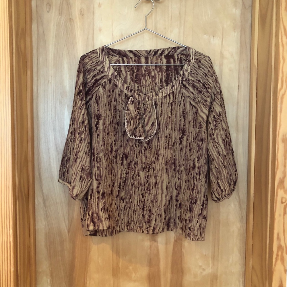 Megan Park 3/4 Sleeve Silk & Wool Blouse. Size S